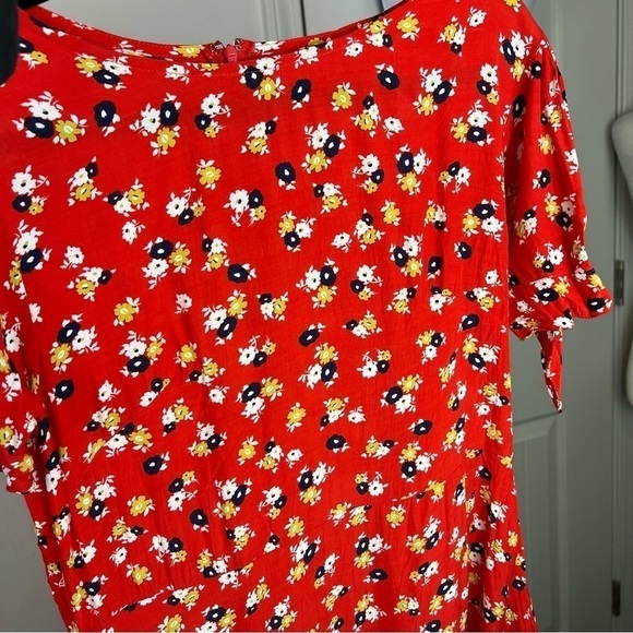 Faithfull the Brand Coreopsis Mini Dress womens 8 Orange Floral - Picture 8 of 8